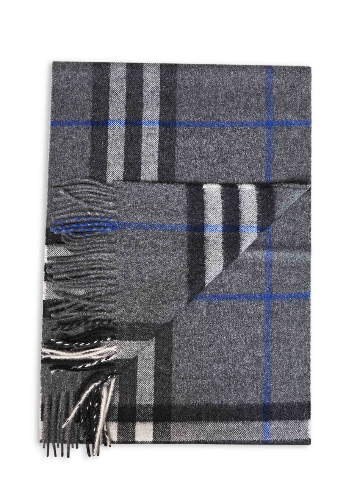 Burberry Women Grey Cashmere Check Scarf<Br/>