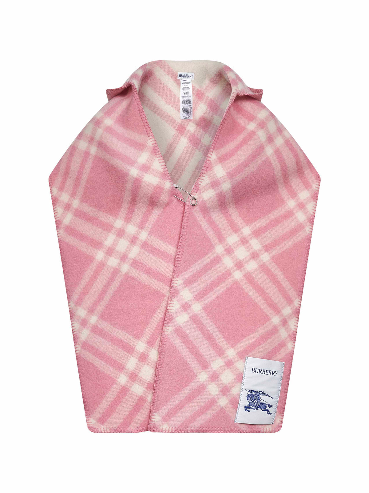 Burberry Women Pink Check Wool Hooded Scarf