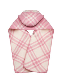 Burberry Women Pink Check Wool Hooded Scarf