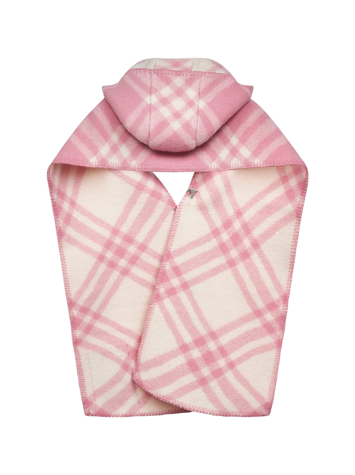 Burberry Women Pink Check Wool Hooded Scarf