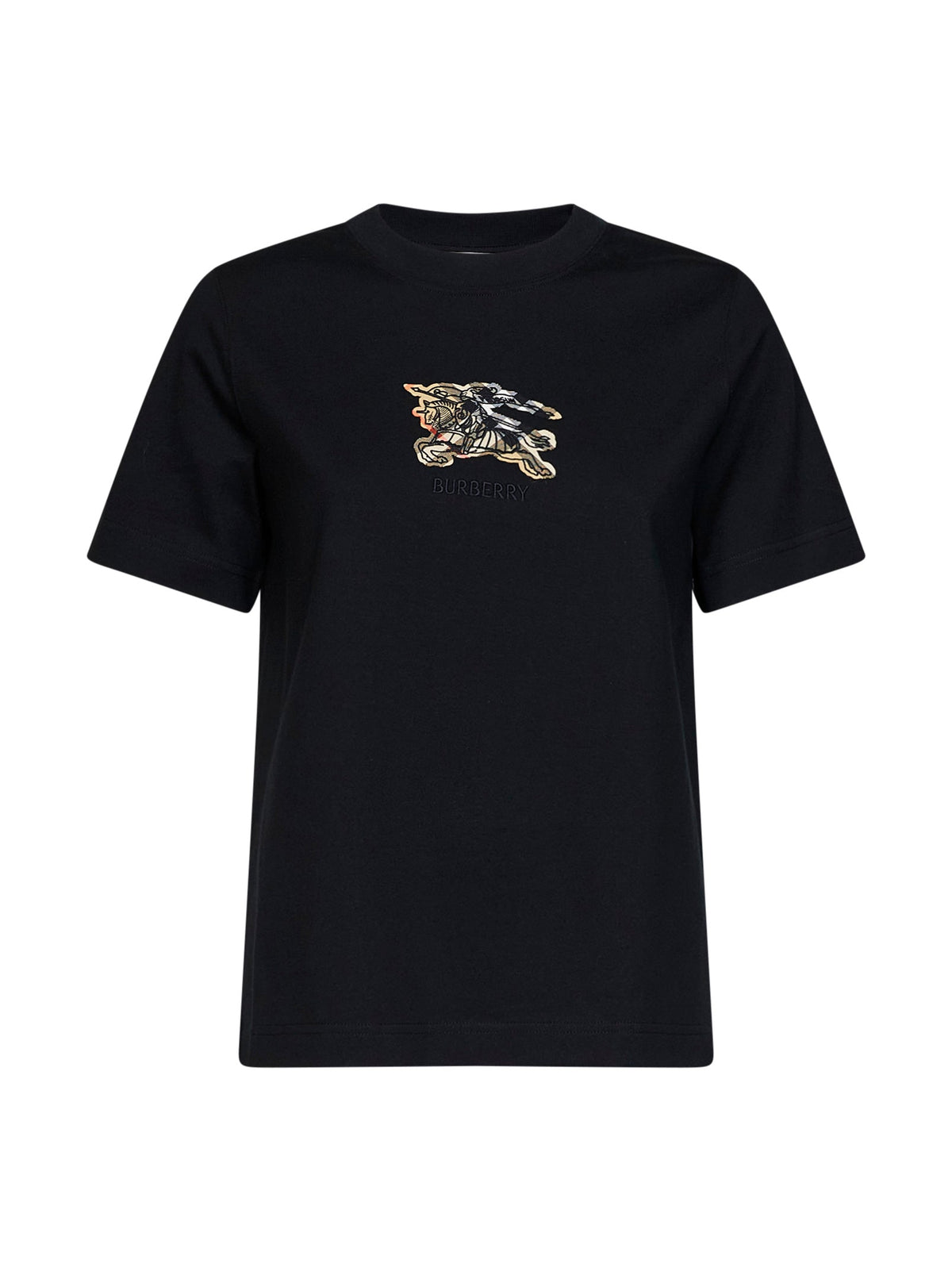 Burberry Women Black Cotton Ekd Check T-Shirt