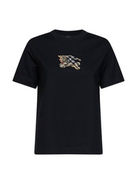 Burberry Women Black Cotton Ekd Check T-Shirt