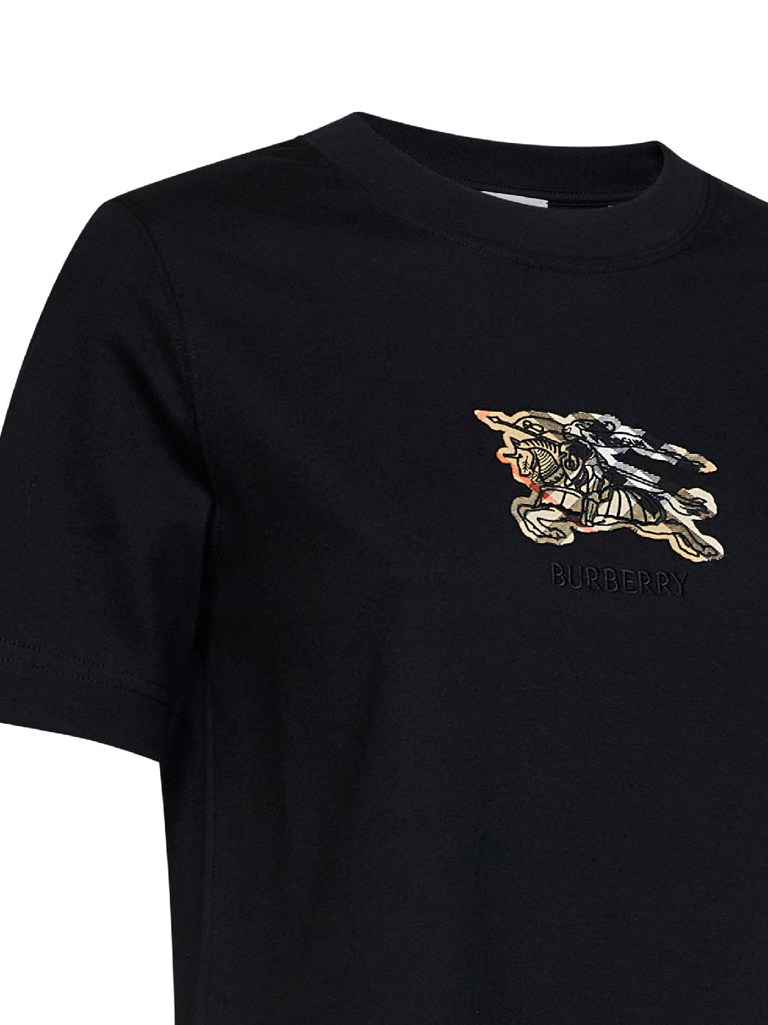 Burberry Women Black Cotton Ekd Check T-Shirt