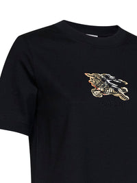 Burberry Women Black Cotton Ekd Check T-Shirt