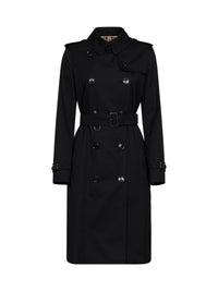 Burberry Women Black Heritage Kensington Long Trench Coat