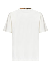 Burberry Men Chalk White Cotton T-Shirt With Check Trim