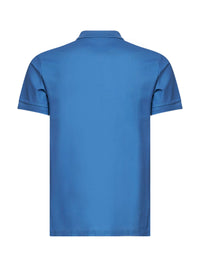 Burberry Men Pool Blue Cotton Pique Polo Shirt With Embroidered Ekd