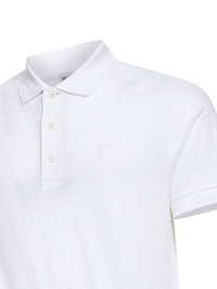 Burberry Men White Cotton Pique Polo Shirt With Ekd Embroidery