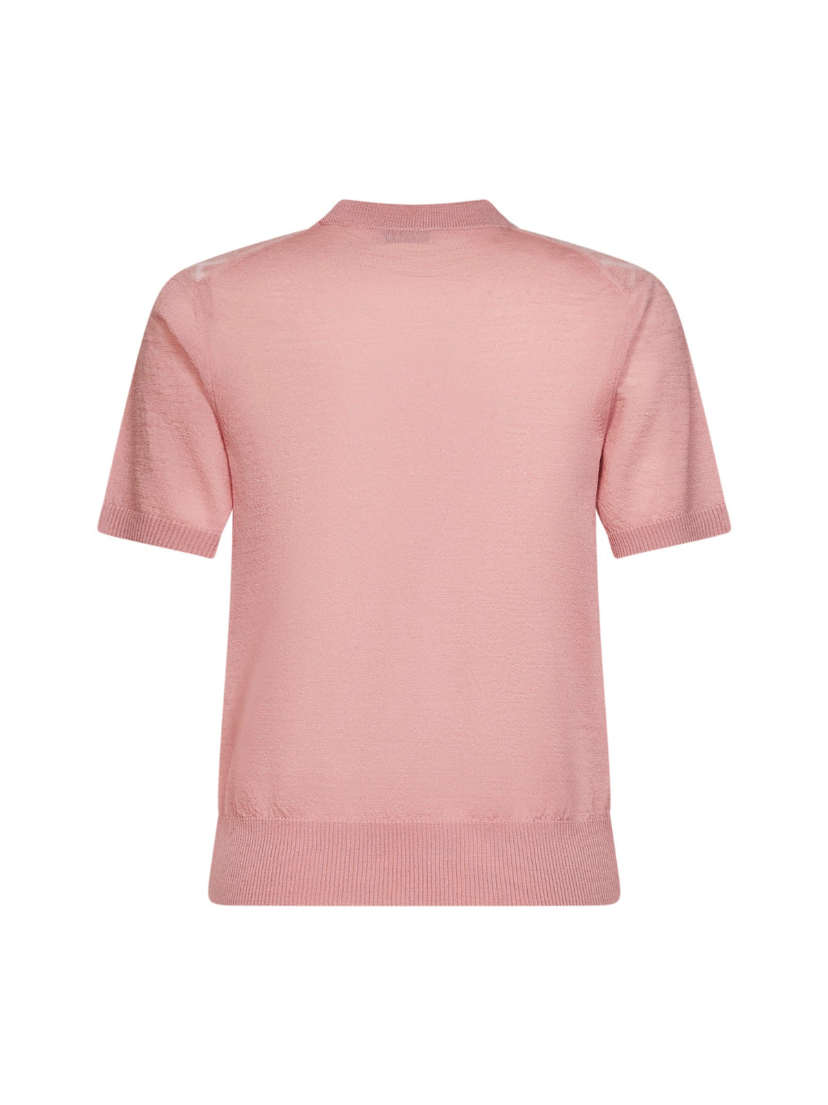 Burberry Women Begonia Pink Wool And Silk Knit Sweater With Check Panels