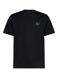 Burberry Men Black Cotton T-Shirt With Knight Patch