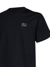 Burberry Men Black Cotton T-Shirt With Knight Patch