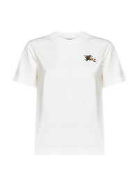 Burberry Women Chalk White Cotton T-Shirt With Knight Check