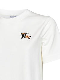 Burberry Women Chalk White Cotton T-Shirt With Knight Check