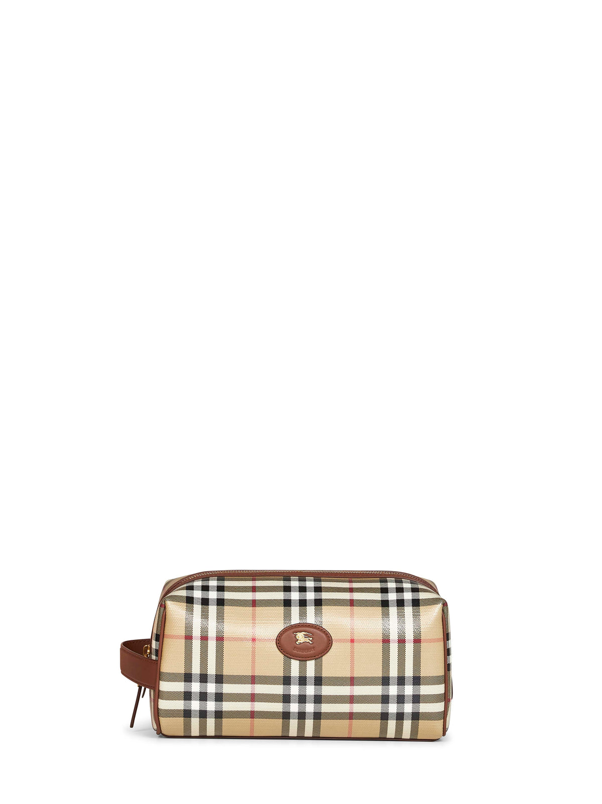 Burberry Men Beige And Brown Canvas Burberry Check Beauty Case<Br/>