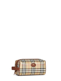 Burberry Men Beige And Brown Canvas Burberry Check Beauty Case<Br/>