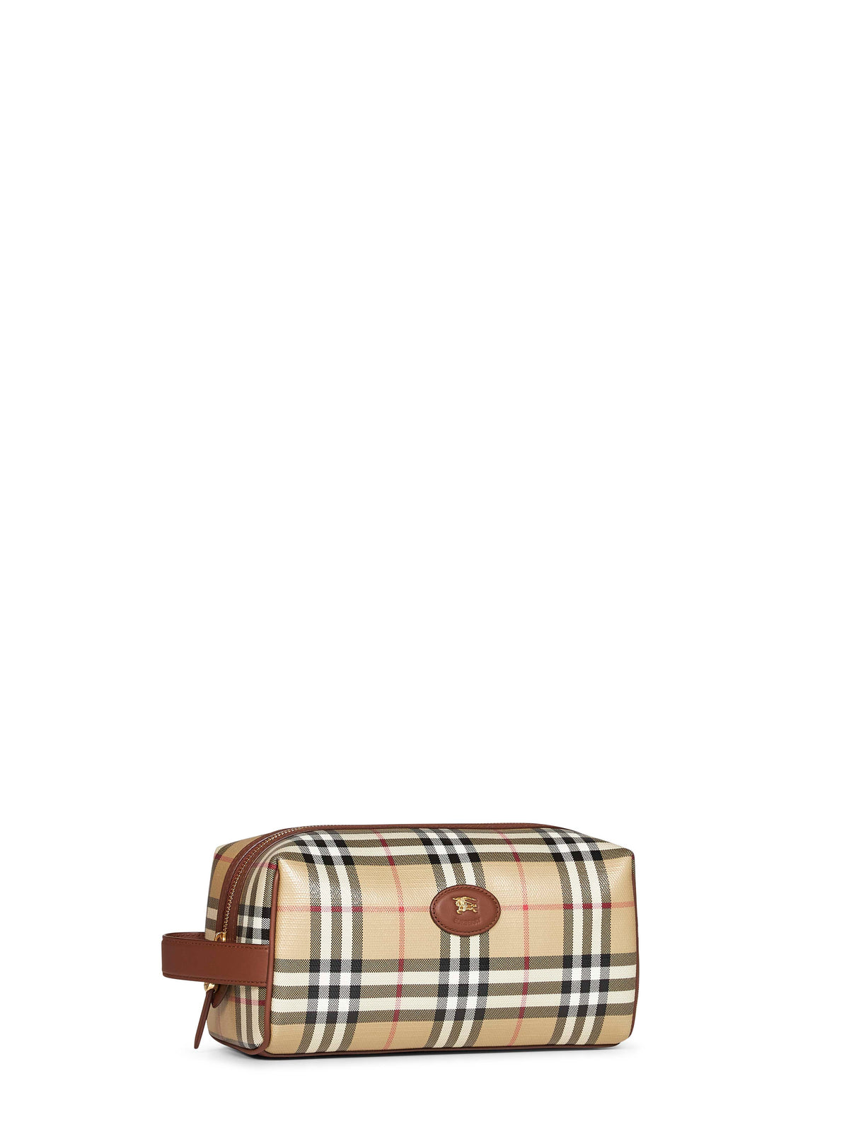 Burberry Men Beige And Brown Canvas Burberry Check Beauty Case<Br/>