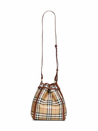 Burberry Women Beige And Brown Burberry Check Small Bucket Bag<Br/>