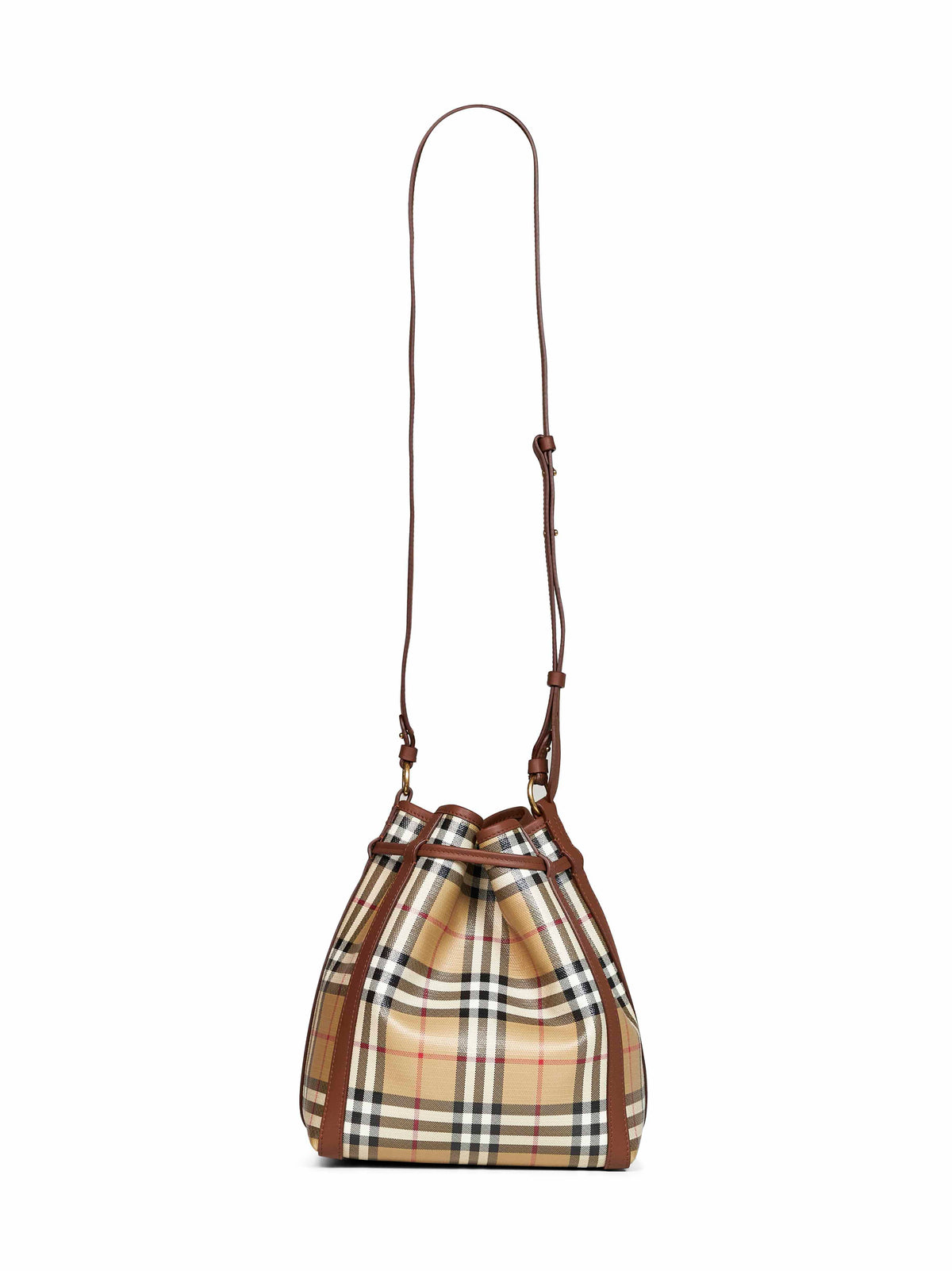Burberry Women Beige And Brown Burberry Check Small Bucket Bag<Br/>