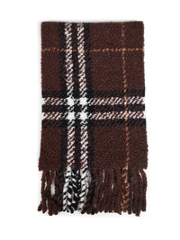Burberry Women Treacle Brown Check Bouclé Wool And Alpaca Blend Scarf