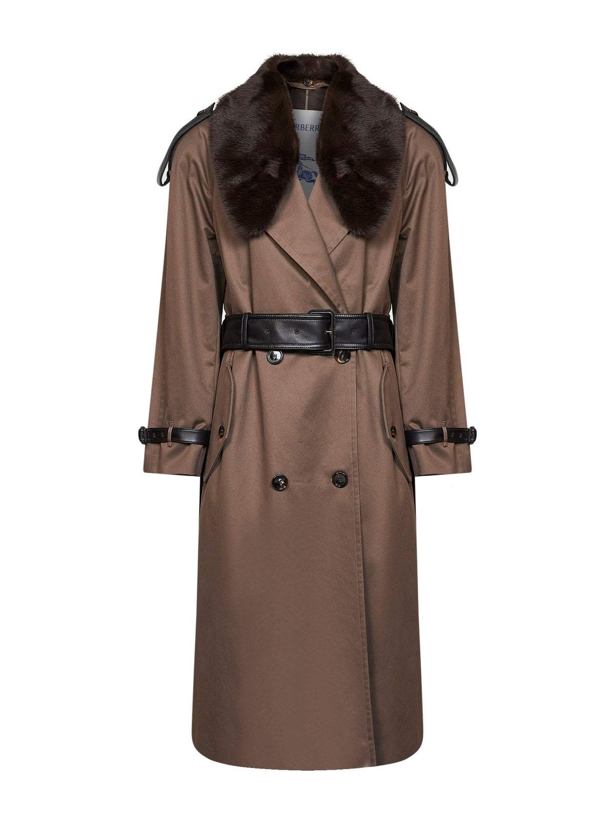 Burberry Women Sepia Brown Gabardine Roseville Long Trench Coat