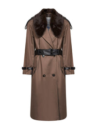 Burberry Women Sepia Brown Gabardine Roseville Long Trench Coat