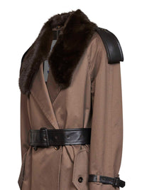 Burberry Women Sepia Brown Gabardine Roseville Long Trench Coat