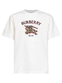 Burberry Men Chalk Cotton T-Shirt With Knight Check