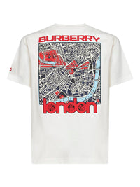 Burberry Men Chalk Cotton T-Shirt With London Map Print