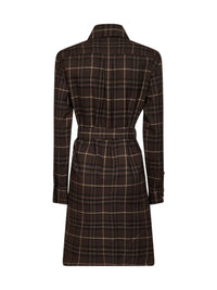 Burberry Women Brown Check Flannel Belted Shirt Dress