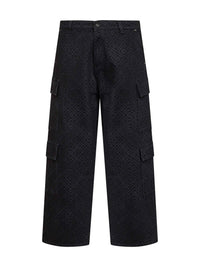 Casablanca Men Black Cotton Denim Monogram Cargo Jeans