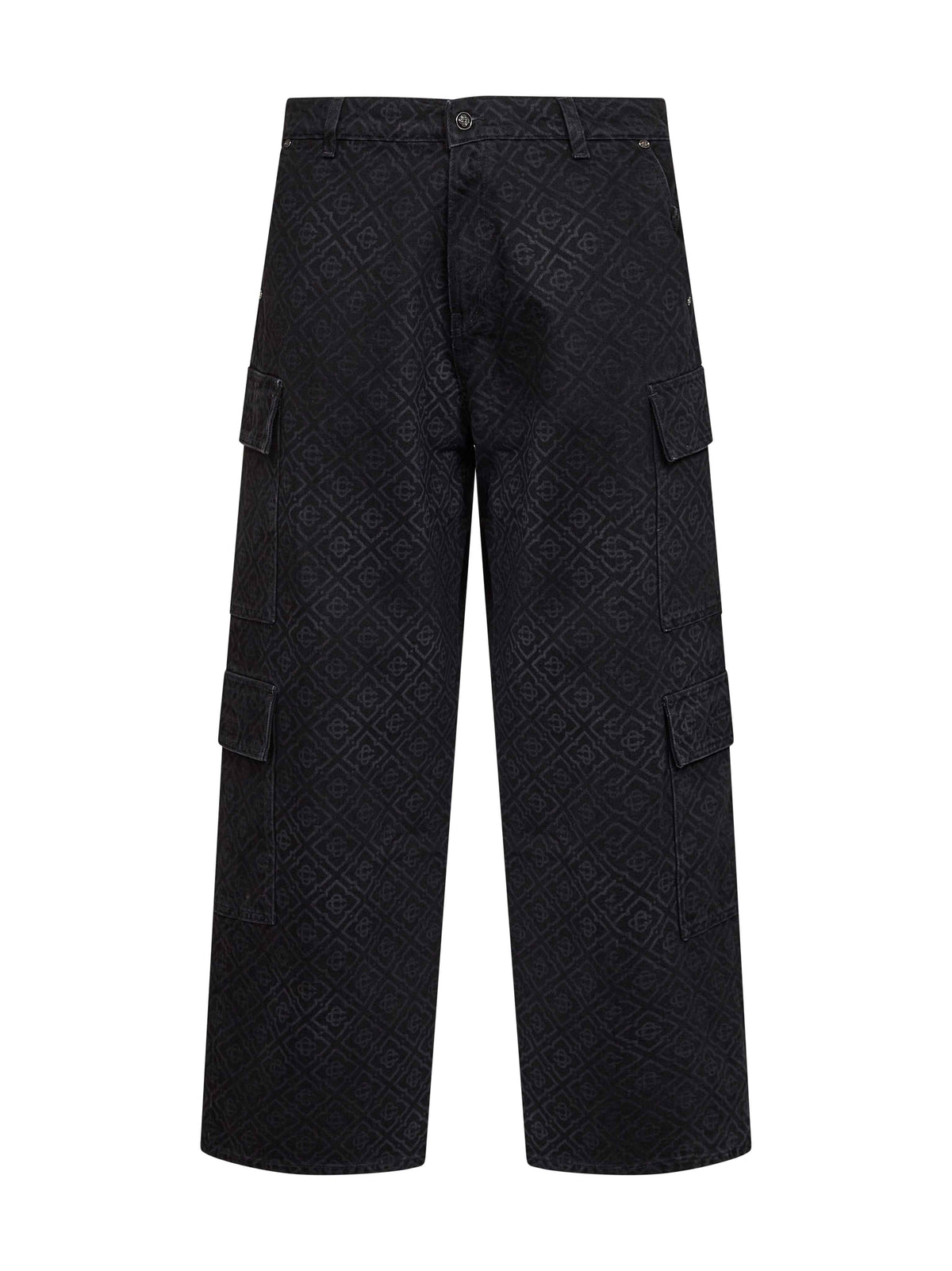 Casablanca Men Black Cotton Denim Monogram Cargo Jeans