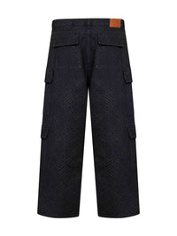 Casablanca Men Black Cotton Denim Monogram Cargo Jeans