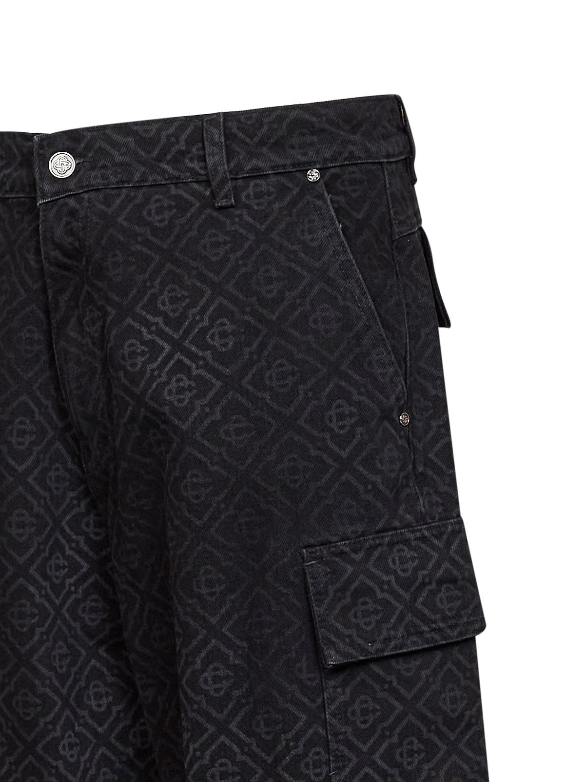Casablanca Men Black Cotton Denim Monogram Cargo Jeans