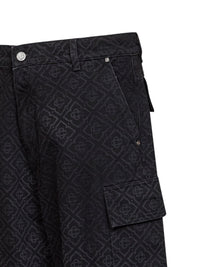 Casablanca Men Black Cotton Denim Monogram Cargo Jeans