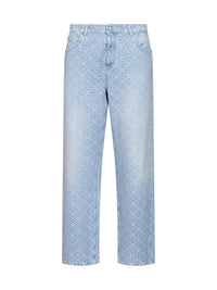 CASABLANCA Casablanca Men Light Blue Denim Washed Monogram Jeans