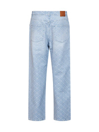 CASABLANCA Casablanca Men Light Blue Denim Washed Monogram Jeans