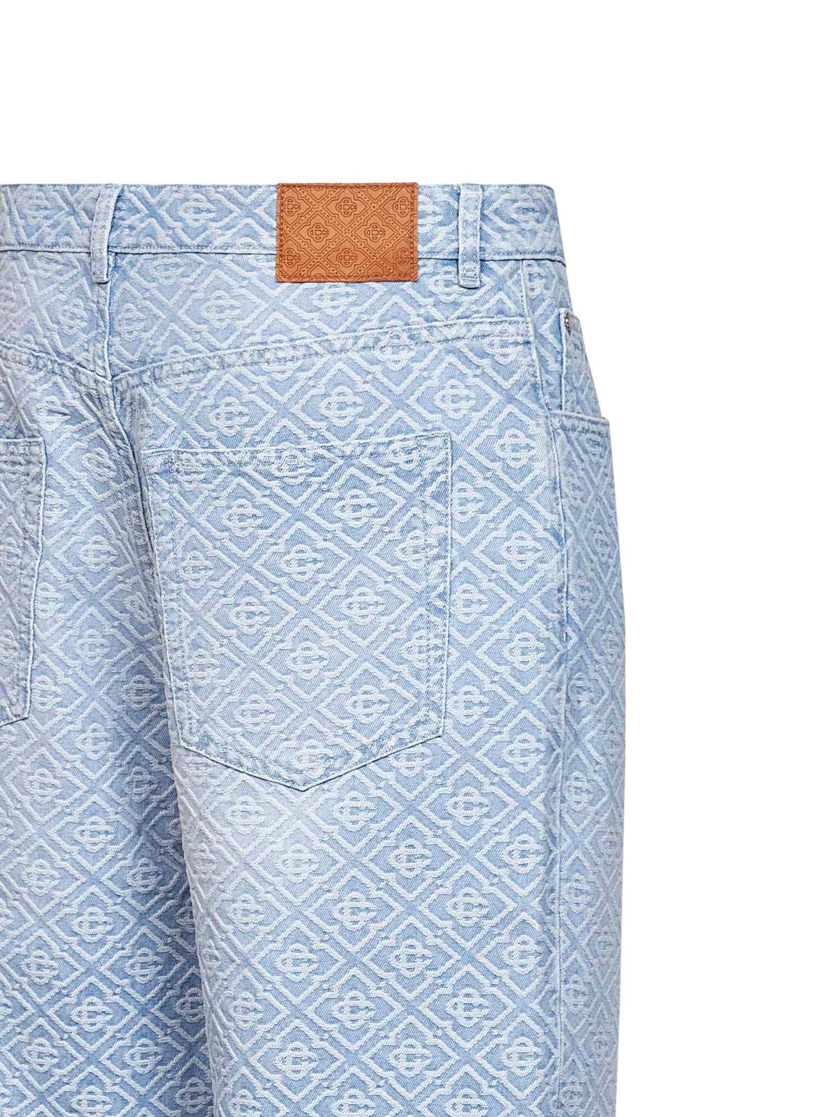 CASABLANCA Casablanca Men Light Blue Denim Washed Monogram Jeans