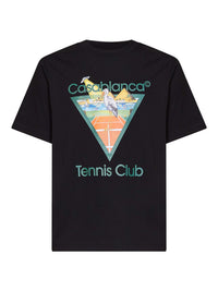 Casablanca Men Black Jersey Tennis Club Icon Pyramid Abduction T-Shirt