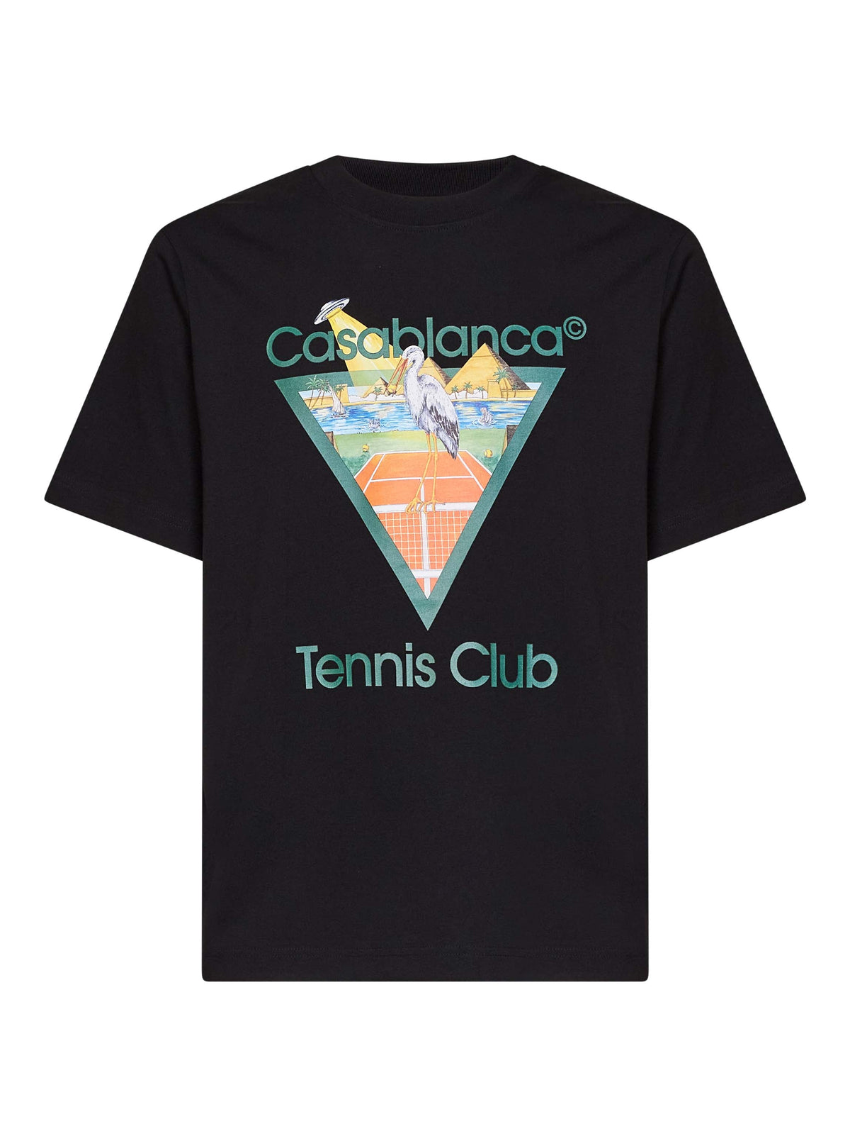 Casablanca Men Black Jersey Tennis Club Icon Pyramid Abduction T-Shirt