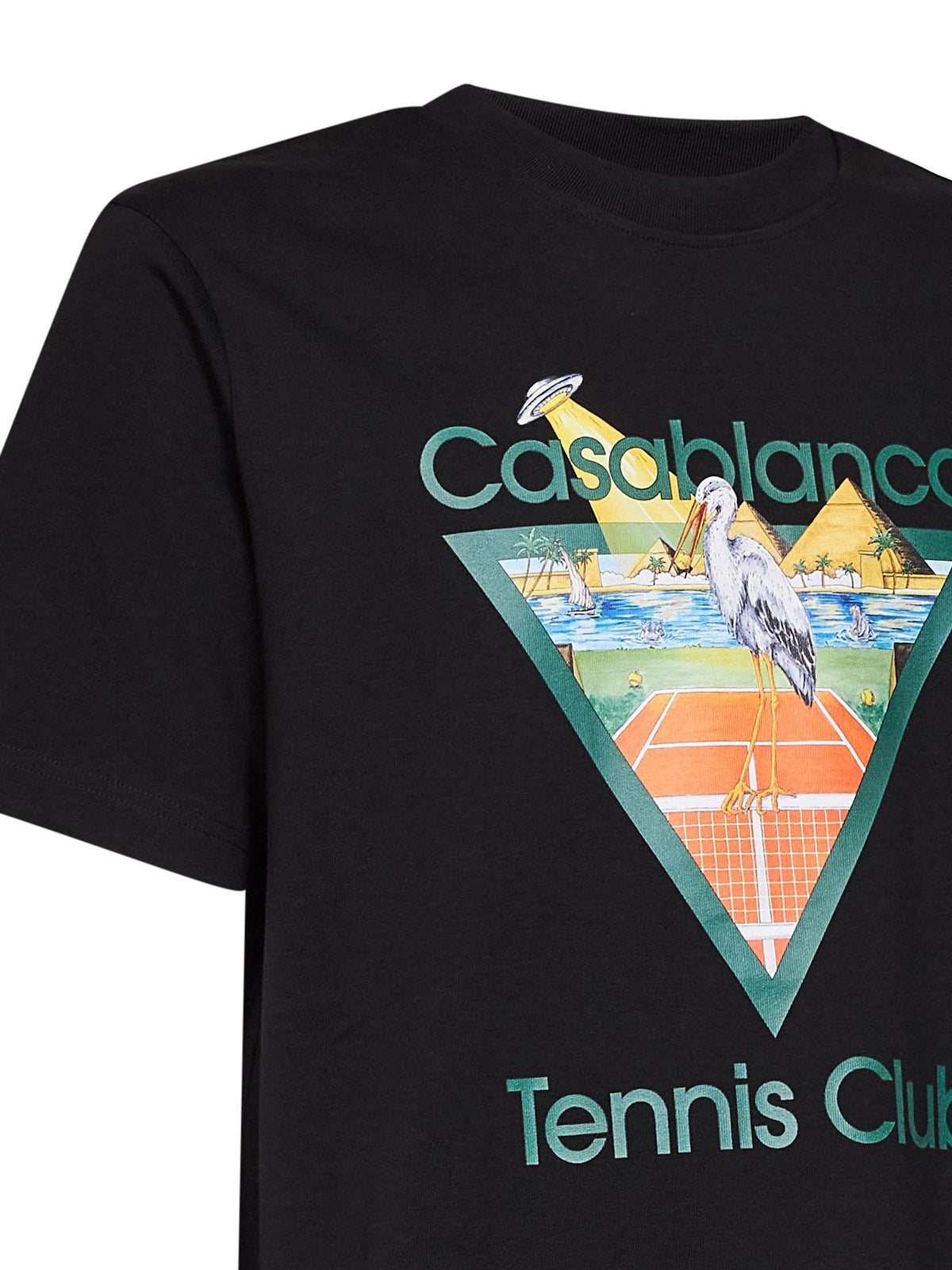 Casablanca Men Black Jersey Tennis Club Icon Pyramid Abduction T-Shirt
