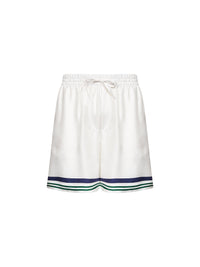 Casablanca Men White Silk Hotel Emblem Shorts