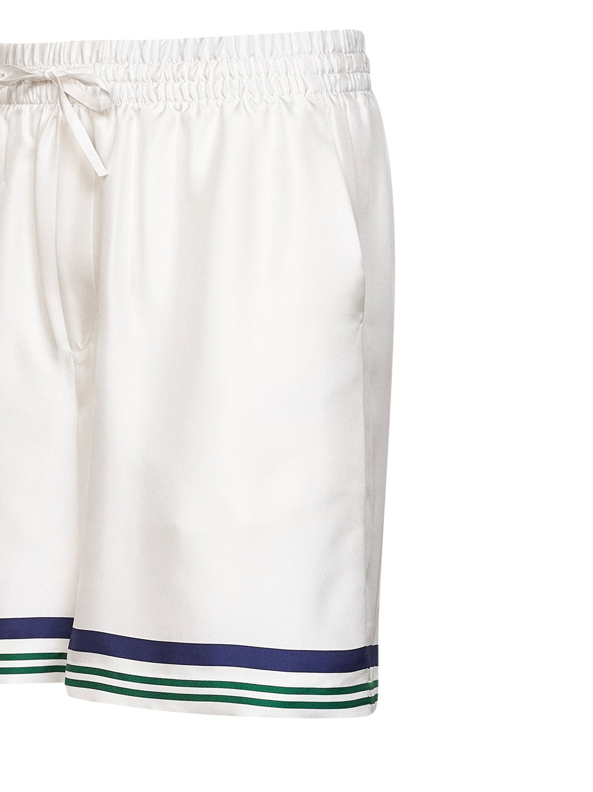 Casablanca Men White Silk Hotel Emblem Shorts