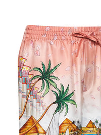 Casablanca Men Pink Printed Silk Ethereal Shorts