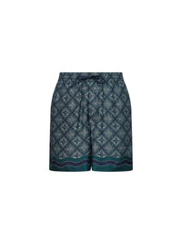 Casablanca Men Green Printed Silk Radiating Monogram Shorts
