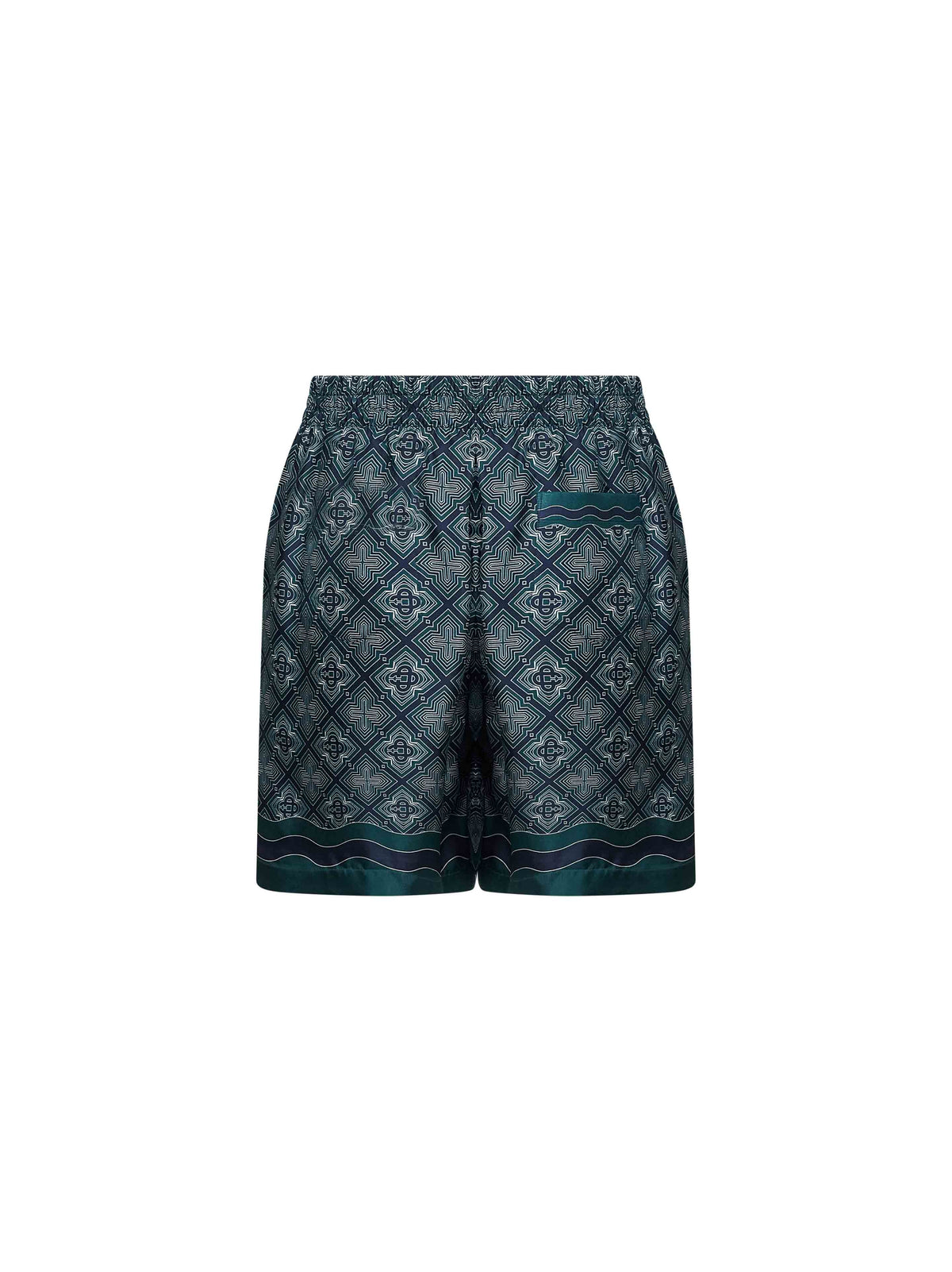 Casablanca Men Green Printed Silk Radiating Monogram Shorts