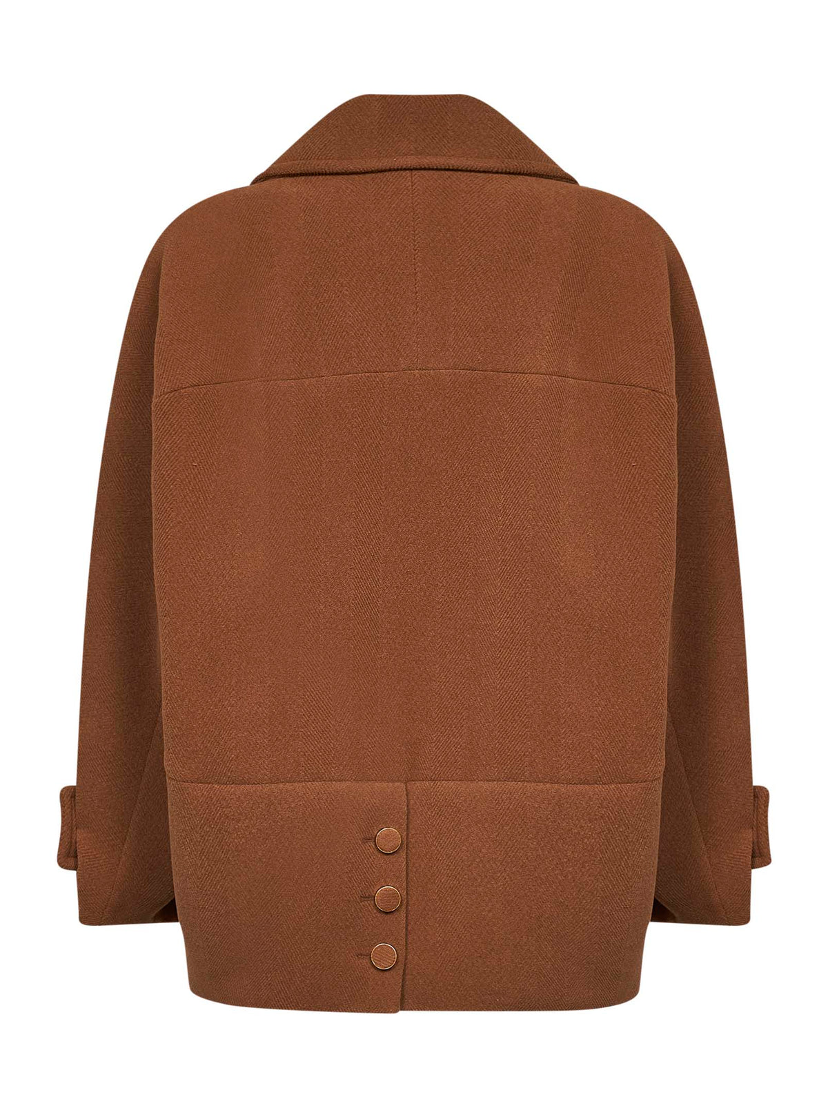 Chloé Women Dusty Camel Herringbone Wool Short Coat