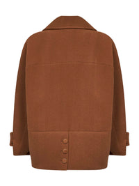 Chloé Women Dusty Camel Herringbone Wool Short Coat
