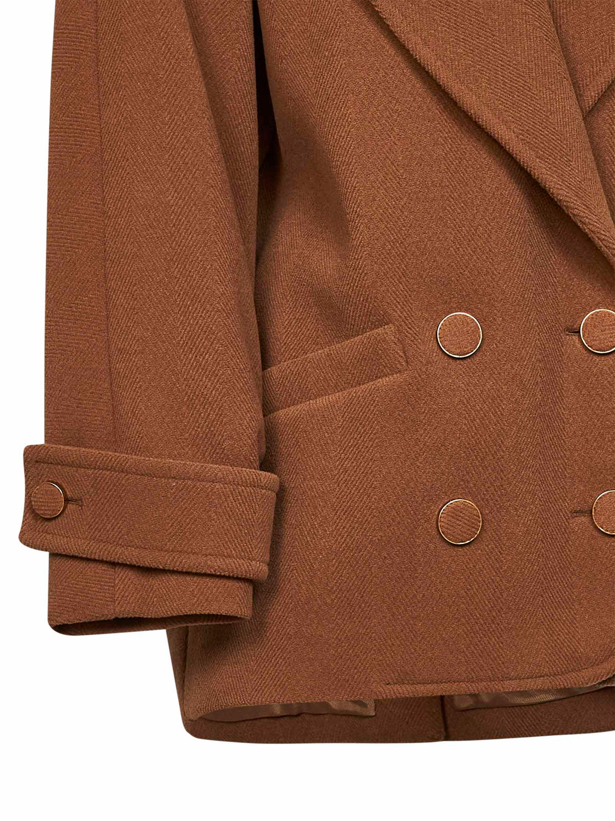 Chloé Women Dusty Camel Herringbone Wool Short Coat