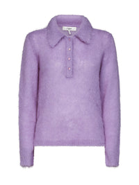 Chloé Women Lavender Alpaca Blend Brushed Knit Polo Shirt