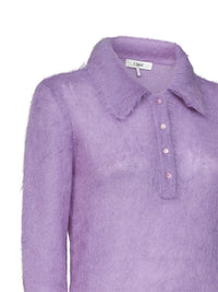 Chloé Women Lavender Alpaca Blend Brushed Knit Polo Shirt